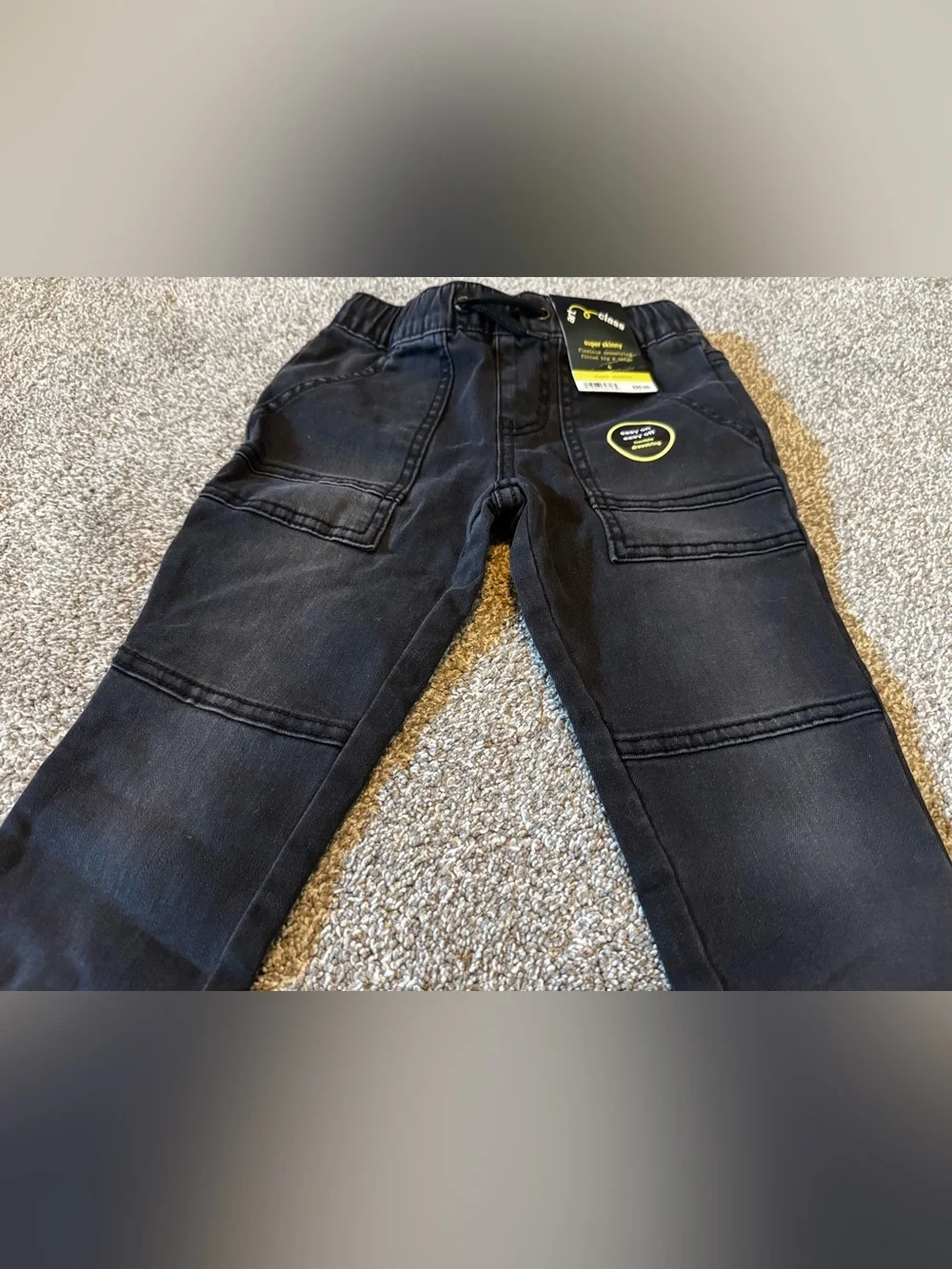 New Art Class Black denim pants super skinny Boys Girls Sz 4 Stretch Drawstring